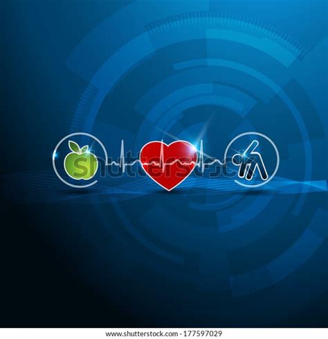 Bright Cardiology Symbols Healthy Living Concept Stock Vector (Royalty Free) 177597029 ...