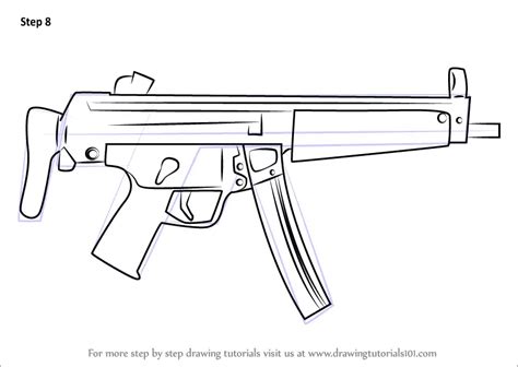 How to Draw MP5A3 Machine Gun (Other Weapons) Step by Step ...