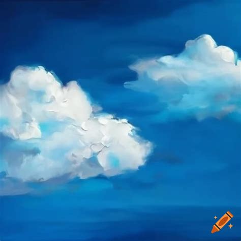 Realistic oil painting of clouds in blue sky on Craiyon