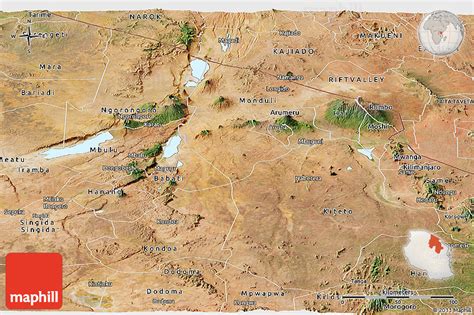 Satellite Panoramic Map of Arusha