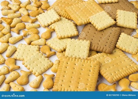 Cookies of Different Shapes on White Background. Closeup Stock Photo ...