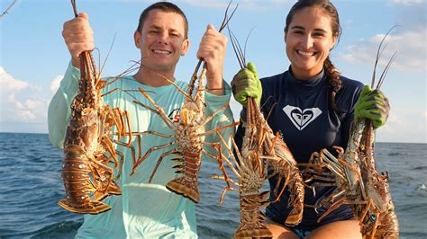 Diving for Lobster! (Catch and Cook) Grilled Lobster Surf and Turf!!! - YouTube