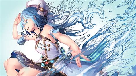 3200x900px | free download | HD wallpaper: anime girl, smiling, water ...