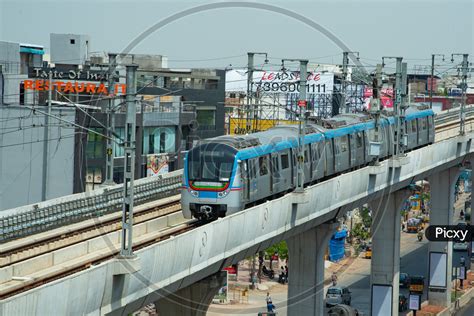 Image of Metro Train Passing Tarnaka Area in Hyderabad-CN856123-Picxy