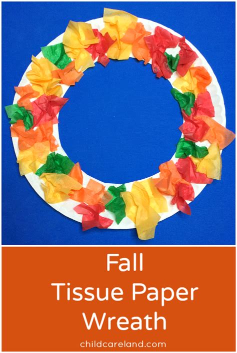 Fall Tissue Paper Wreath - childcareland.com