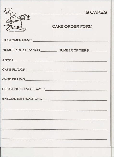 Free Printable Cake Order Forms