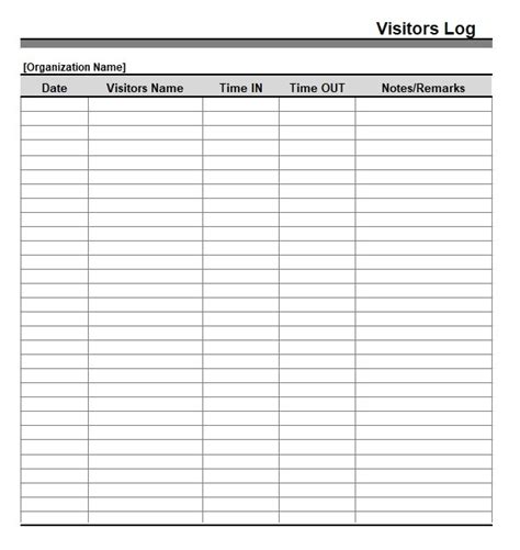 Visitor Log Templates | 11+ Free Printable Word, Excel & PDF Formats ...