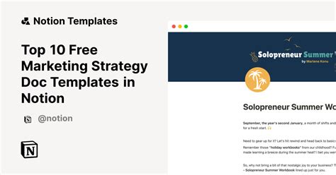 Top 10 Free Marketing Strategy Doc Templates | Notion Template Gallery