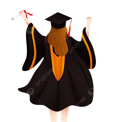 Graduation Girl Back Png Image Cartoon Graduate Girl Back Pattern ...