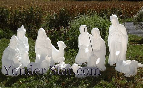Lighted White Outdoor Nativity Scene 11 pcs - Yonder Star Christmas Shop LLC