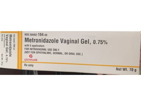 Metronidazole Vaginal Gel, 0.75%, 70 g, Glenmark Ingredients and Reviews