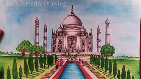 How To Draw Taj Mahal step by step (easy)|| Taj Mahal Drawing - YouTube