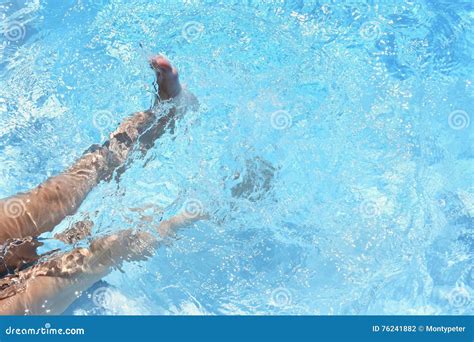 Children S Feet in the Water. Pool in the Summer. Beautiful Clear Blue Water and Background for ...