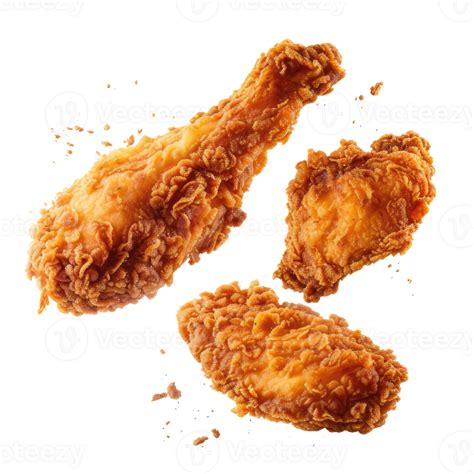 Hot and crispy fried chicken isolated on transparent background. Fresh ...