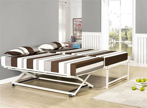 Archer 17"H Platform Daybed Bed Frame With Pop-Up Trundle & Mattresses ...