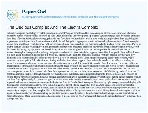 The Oedipus Complex And The Electra Complex - Free Essay Example - 671 Words | PapersOwl.com