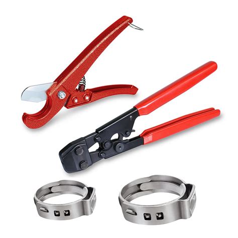 The Plumber's Choice PEX Plumbing Kit Crimper Tool with Lock Hook Cutter Tool With Stainless ...