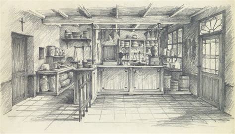 Pencil Drawing Country Store, circa 1950