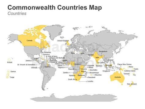 Commonwealth of Nations Map: Editable PowerPoint Template | Commonwealth, Map, Country maps