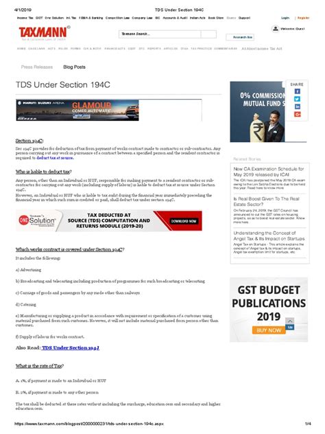 TDS Under Section 194C: Press Releases Blog Posts | PDF | Services (Economics) | Payments