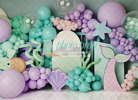 Mermaid Photography Backdrop, Sea Turtle, Scales, Beach, Treasure, Balloon Wall, Arch, Shells ...