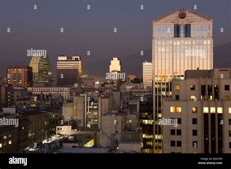 Chile, Santiago, central city skyline at dusk Stock Photo - Alamy