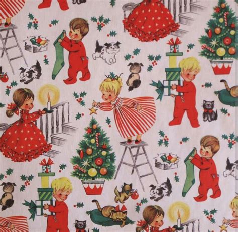 Children Wrapping Paper | Vintage christmas wrapping paper, Vintage ...