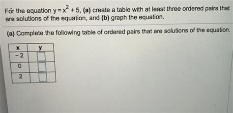 Solved For the equation y x+5, (a) create a table with at | Chegg.com