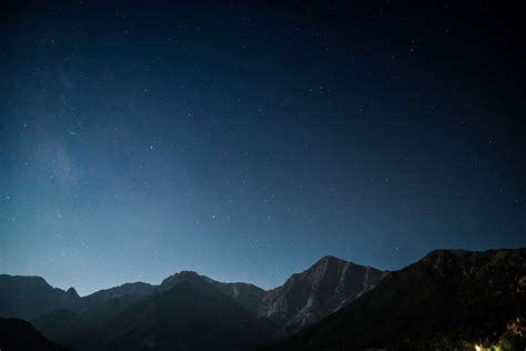 night sky stars and mountain 4k HD Wallpaper