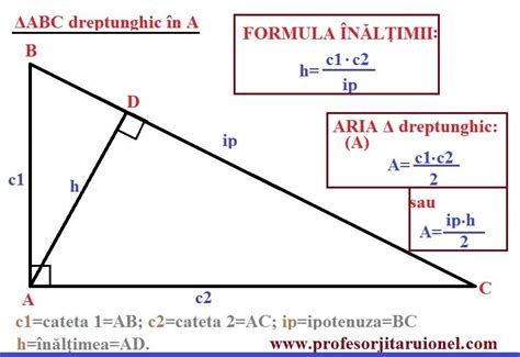 Formula înălțimii într-un triunghi dreptunghic. Aria triunghiului dreptunghic – #JitaruIonelBLOG ...