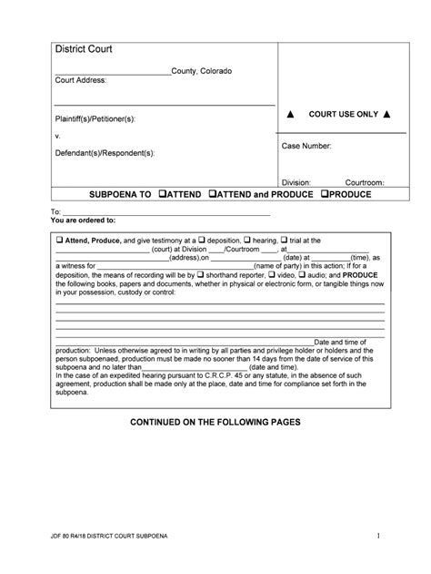 District Court County, Colorado Court Address COURT USE Form - Fill Out and Sign Printable PDF ...