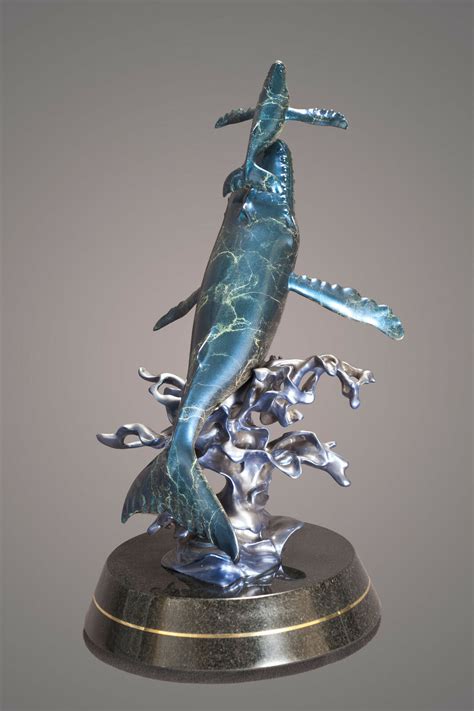 Gorgeous Bronze Humpback Whale Sculpture Figurine Statue Aquatic Ocean Marine- Other