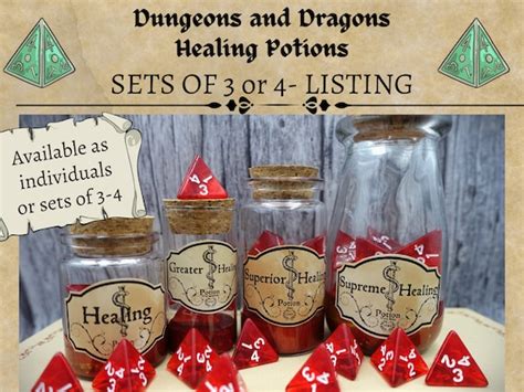 Dnd Health Potion Bottles I Red D4 Dice I DM Set Dnd Healing - Etsy UK