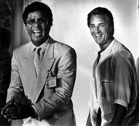 November 1, 1984: Philip Michael Thomas and Don Johnson of Miami Vice on set at the Key Biscayne ...