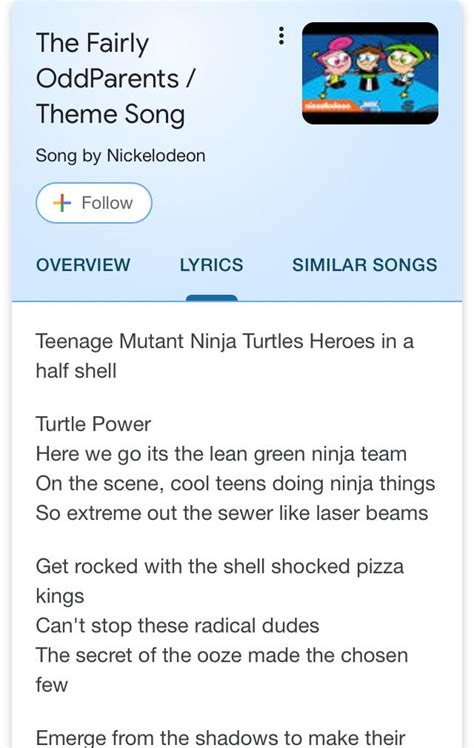 When you google the Fairly OddParents theme song lyrics it tells you ...