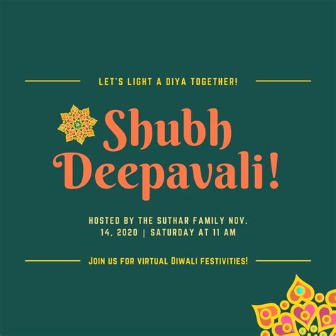 Free printable, customizable Diwali invitation templates | Canva