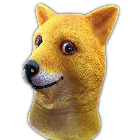 Japanese Akita Inu Latex Mask Full Face Yellow Dog Head Cute Animal Masks Halloween Masquerade ...