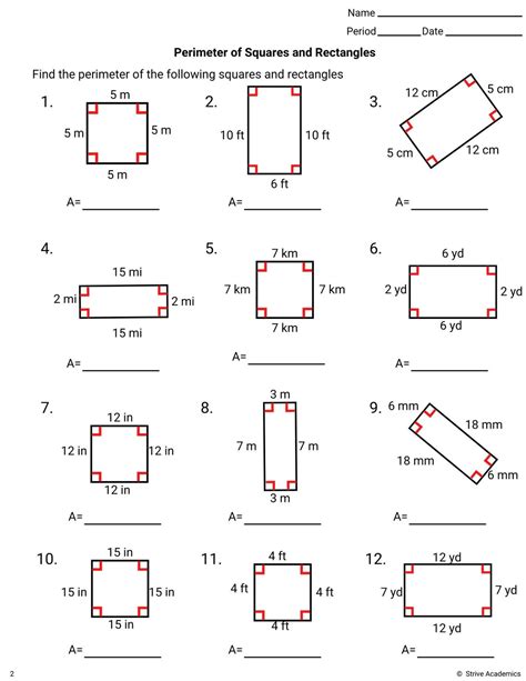 Perimeter Of A Square Worksheets