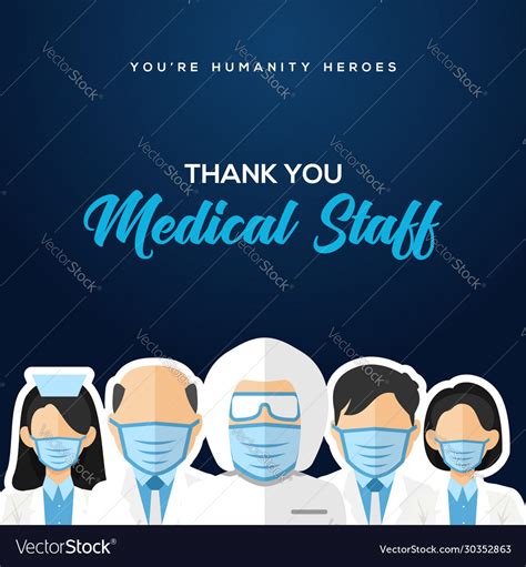 Thank you doctor nurse medical staff for greeting Vector Image