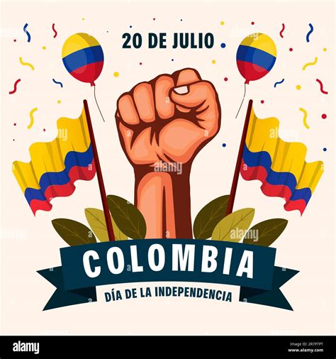 20 de julio colombia independence day illustration with hands, balloons ...