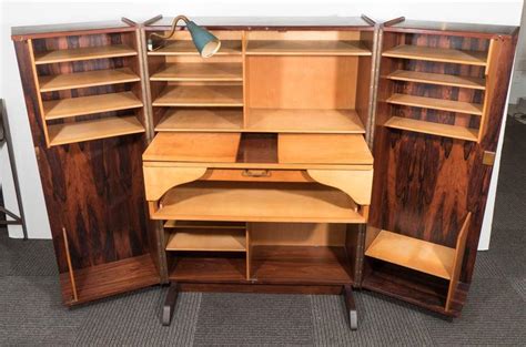 Midcentury Norwegian Hideaway Desk in Rosewood with Original Reading Light at 1stDibs | hideaway ...