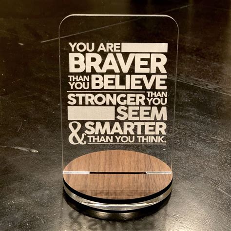 “Braver” engraved acrylic display | Laser engraved ideas, Acrylic ...