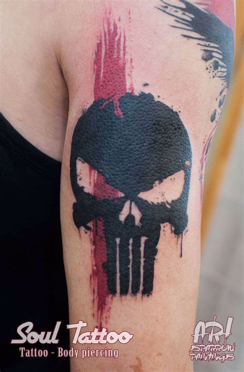 Punisher skull with red brushstroke. Thanks ArtSparrow for this great job ! I love this design ...