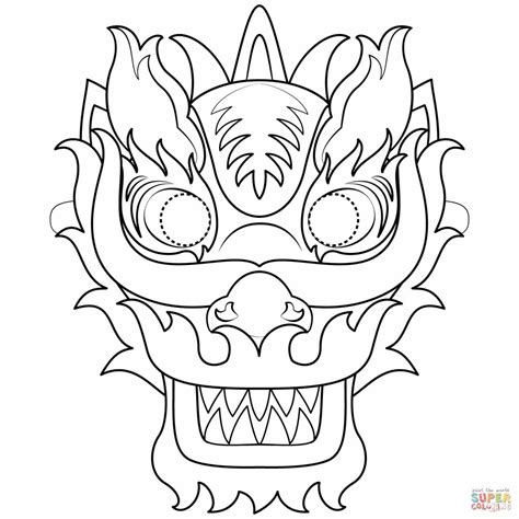 Chinese New Year Dragon Mask Coloring Page | Free Printable Coloring ...