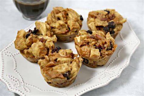 Bacon Bourbon Bread Pudding Muffins With Spiced Bourbon Syrup #BaconMonth - Cooking in Stilettos