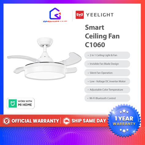 Yeelight Smart Fan with Ceiling Lamp C1060 | 2-in-1 Fan and Ceiling Lamp | 3 Speed Levels | WiFi ...