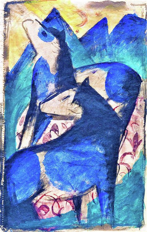 Two Blue Horses - Digital Remastered Edition Painting by Franz Marc - Fine Art America