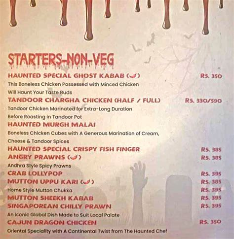 Menu of Haunted, Near Vasthraa Memento Suppliers Chennai, Mylapore,Chennai | Dineout