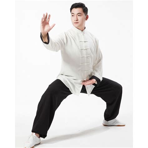 Classic Kung Fu Uniform, cotton linen Black and white - Wing Chun ...