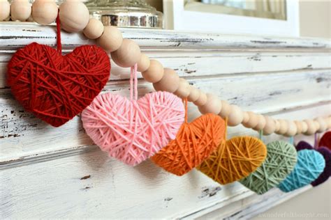 Multicolored Yarn Heart Garland - A Wonderful Thought